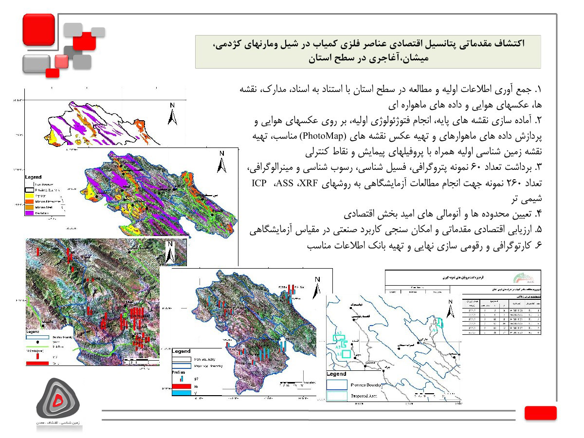 اکتشاف مقدماتی پتانسیل اقتصادی عناصر فلزی کمیاب در شیل و مارنهای کژدمی، میشان، آغاجری در سطح استان