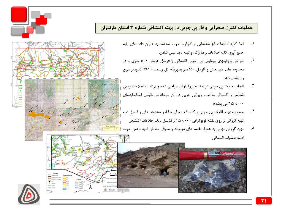 عملیات کنترل صحرایی و فاز پی جویی در پهنه اکتشافی شماره  3 استان مازندران