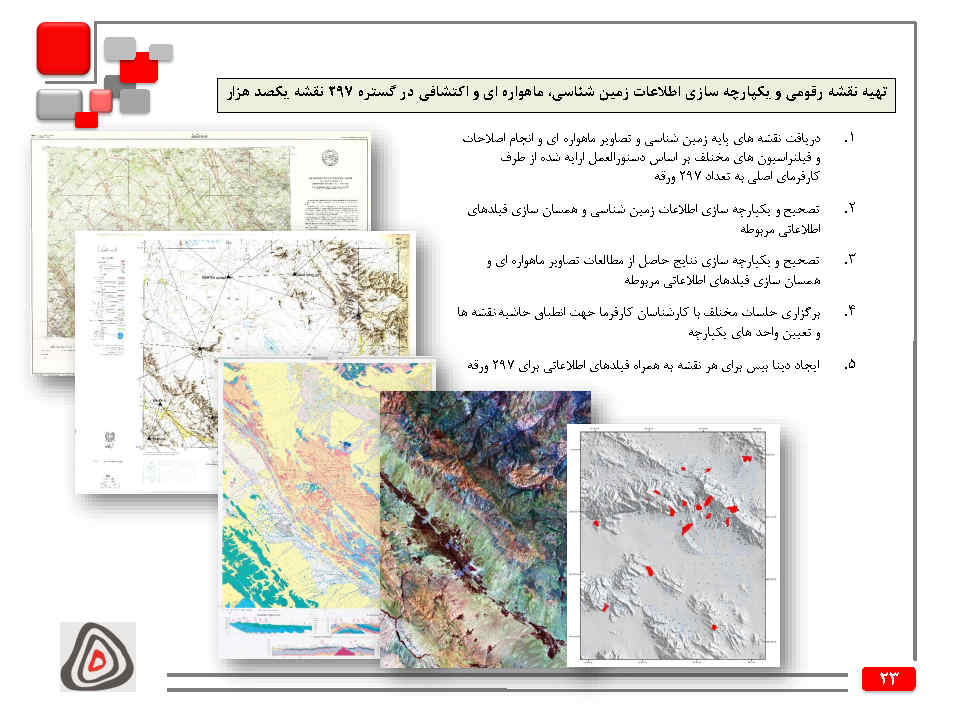 تهیه نقشه رقومی و یکپارچه سازی اطلاعات زمین شناسی، ماهواره ای و اکتشافی در گستره 297 نقشه یکصد هزار